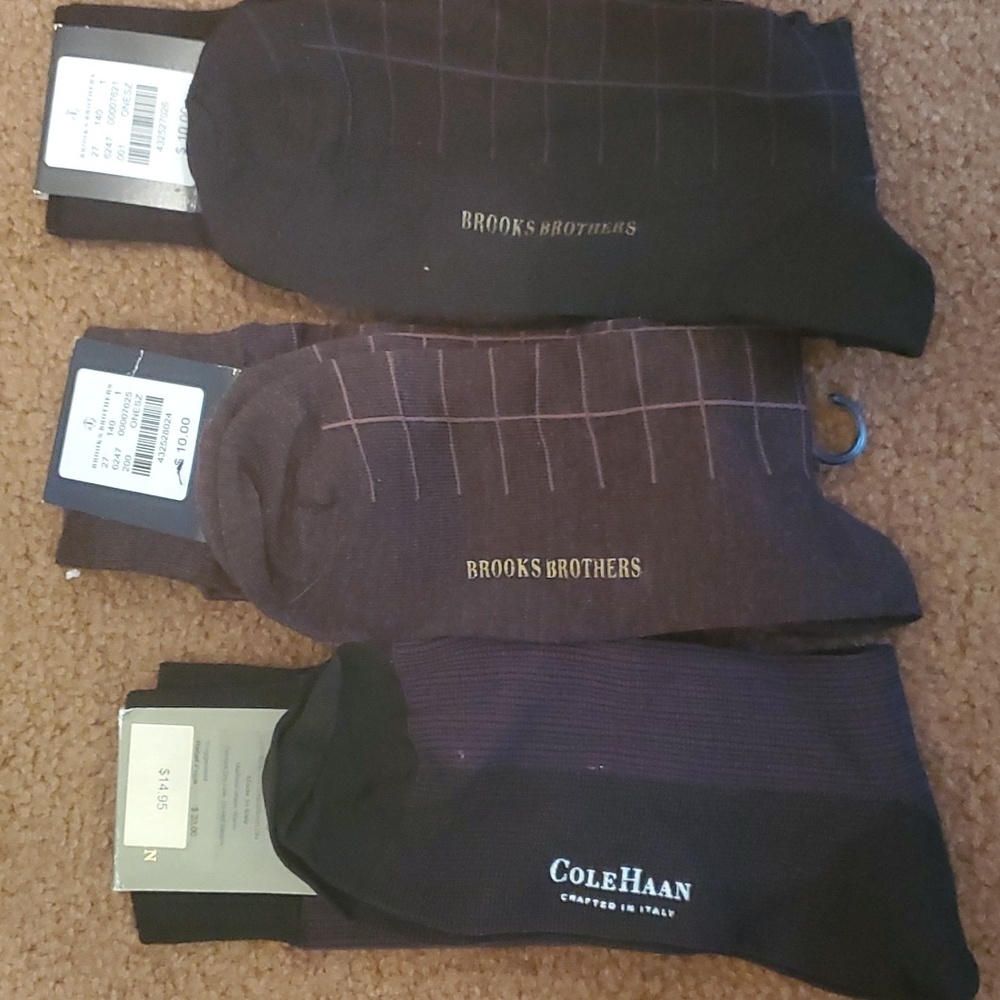 Brooks Brothers and Cole Haan men's dress socks.